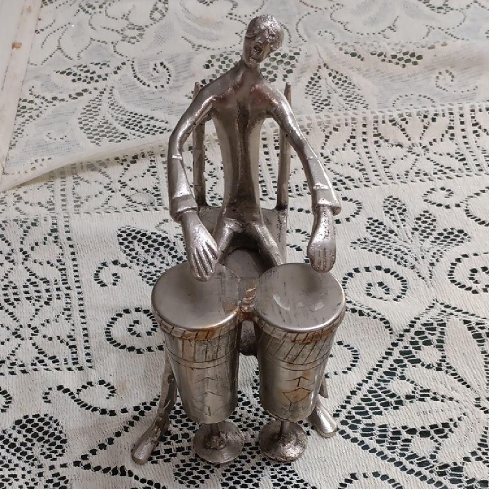 Silver Toned Drummer Figurine